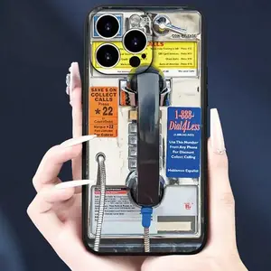 Vintage Telephone Booth Pattern Phone Case, Full Body Shockproof Phone Protective Cover, Fashion Phone Accessories Compatible with  IPhone 16 Pro Max 15 Pro 14Plus 13 12 11 XR X/XS