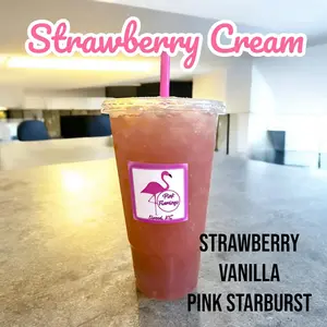 Pink Flamingo Strawberry Cream Loaded Tea 298mg Caffeine Low Carb 3.75 Calories Zero Sugar Natural Stevia Sweetened Elwood KS