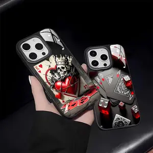 Handsome Poker A Pattern hd Glass phone case applicable for iPhone 16ProMax/15/14/13/12/11 Plus cases fully wrapped edges drop resistant new style protective case urban sophisticated phone case high-end feel nic natalie reynolds mosnovo
