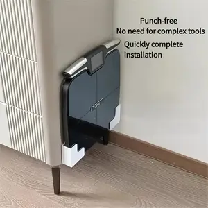 Wall-Mounted Weight Scale Rack & Storage Shelf, Strong Adhesive No-Drill Installation, Slim Plastic Design, Suitable for Bathroom Home Gym