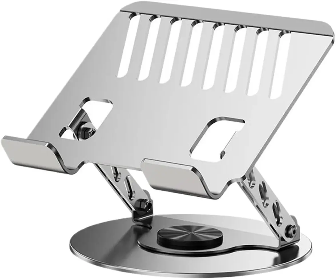 360° Rotating Computer Stand, Adjustable Height Foldable Riser with Dual Shafts & Hollow Vents, Sturdy Carbon Steel Portable Ergonomic Home Office Desk for 10-17.3" Laptops & MacBook, Mechanical, Screen Sharing
