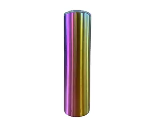 32oz ColorShift Straight Stainless Steel Tumbler with push on lid and straw