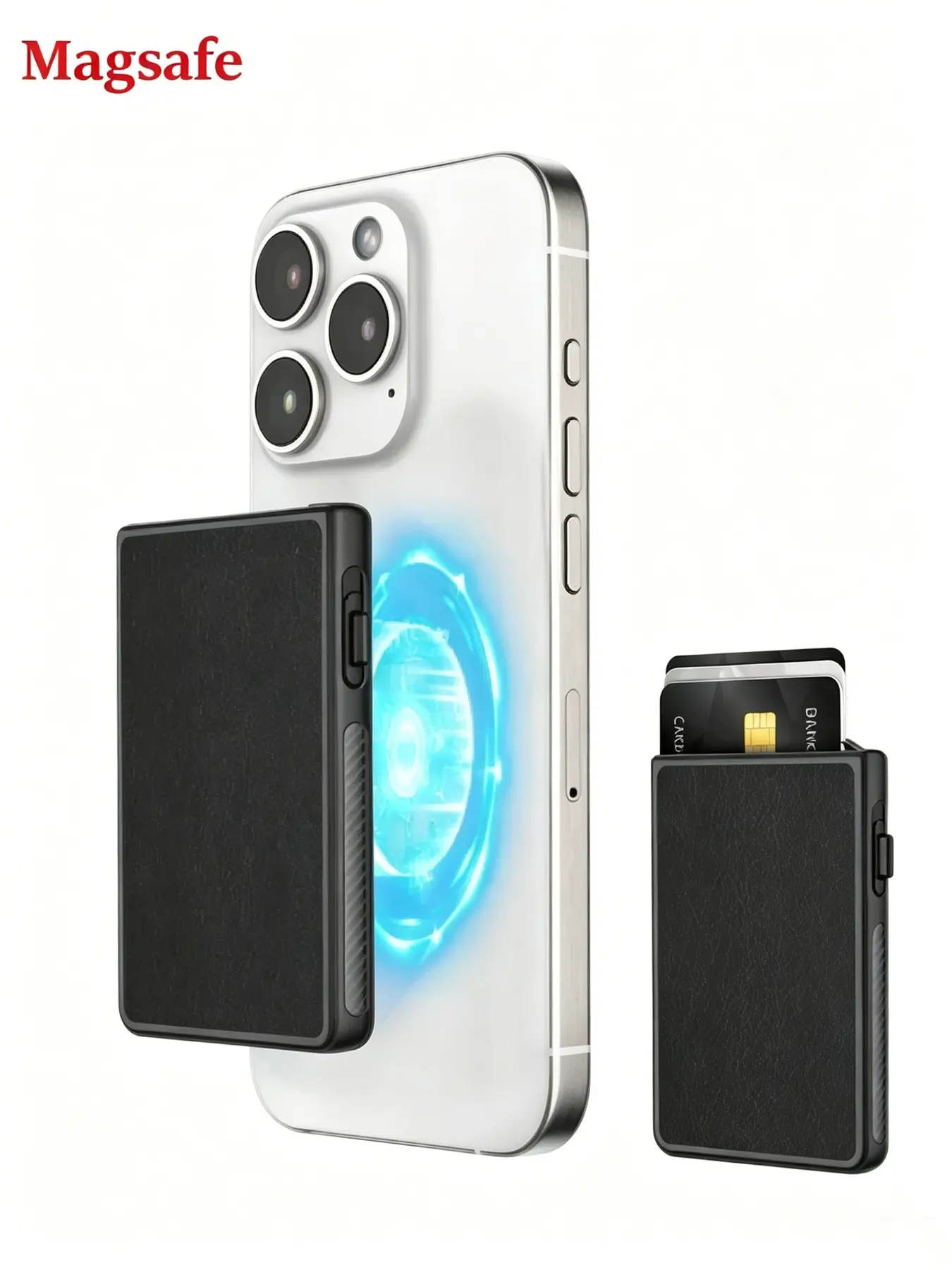 Slim Magsafe-Compatible Card Wallet, RFID Blocking Pop-Up Card Holder, Magnetic Back Pocket Organizer for iPhone Users, Secure, Portable, Lightweight & Stylish Design