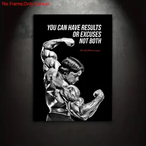 1 Piece/Set Frameless Canvas Painting Print Poster, Minimalist Style Art, Modern Design, Arnold Schwarzenegger Quote, Perfect gift for success and motivation, ideal for bedroom, living room, mural, wall decor, Wall Art Decoration, Artwork