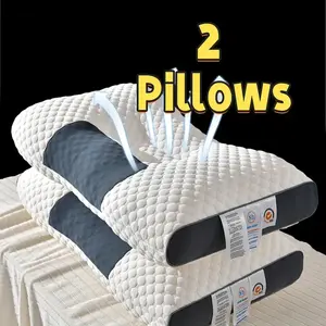 Buy 1 Get 1 Free, Total of 2PCS  Soft Knitted Massage Neck Pillows | Adjustable Ergonomic Support, High-Quality Pillow Core, Removable Pillowcase, Vacuum Compression Technology, Medium Soft Firmness, Portable for Comfortable Sleep