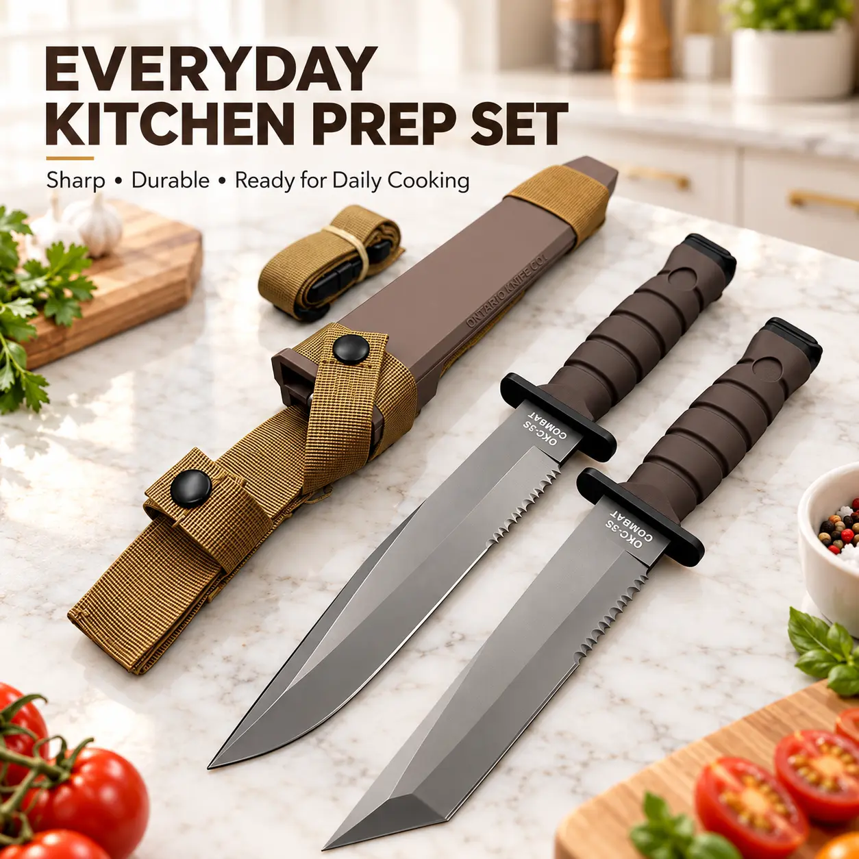 Kitchen Knife Set with Sheath, Sharp Stainless Steel Cooking Knives for Vegetable Fruit Meat Cutting, Home Kitchen Prep Knives for Daily Cooking