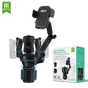 RUIYA Adjustable Cup Phone Holder for Cars Treadmills Sofas 360° Rotation Fits Most Bottles Smartphones Universal Design Maximize Drink Storage Secure Smartphone Mount