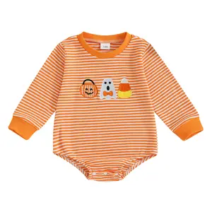 REDWOON Newborn Baby Boy Girl Halloween Outfit Pumpkin Ghost Embroidery Romper Infant Onesie My First Halloween Baby Outfit