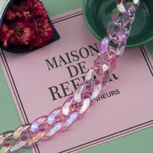 AB Light Pink Transparent Acrylic Plastic Chain Links Pieces (19mm x 14mm)