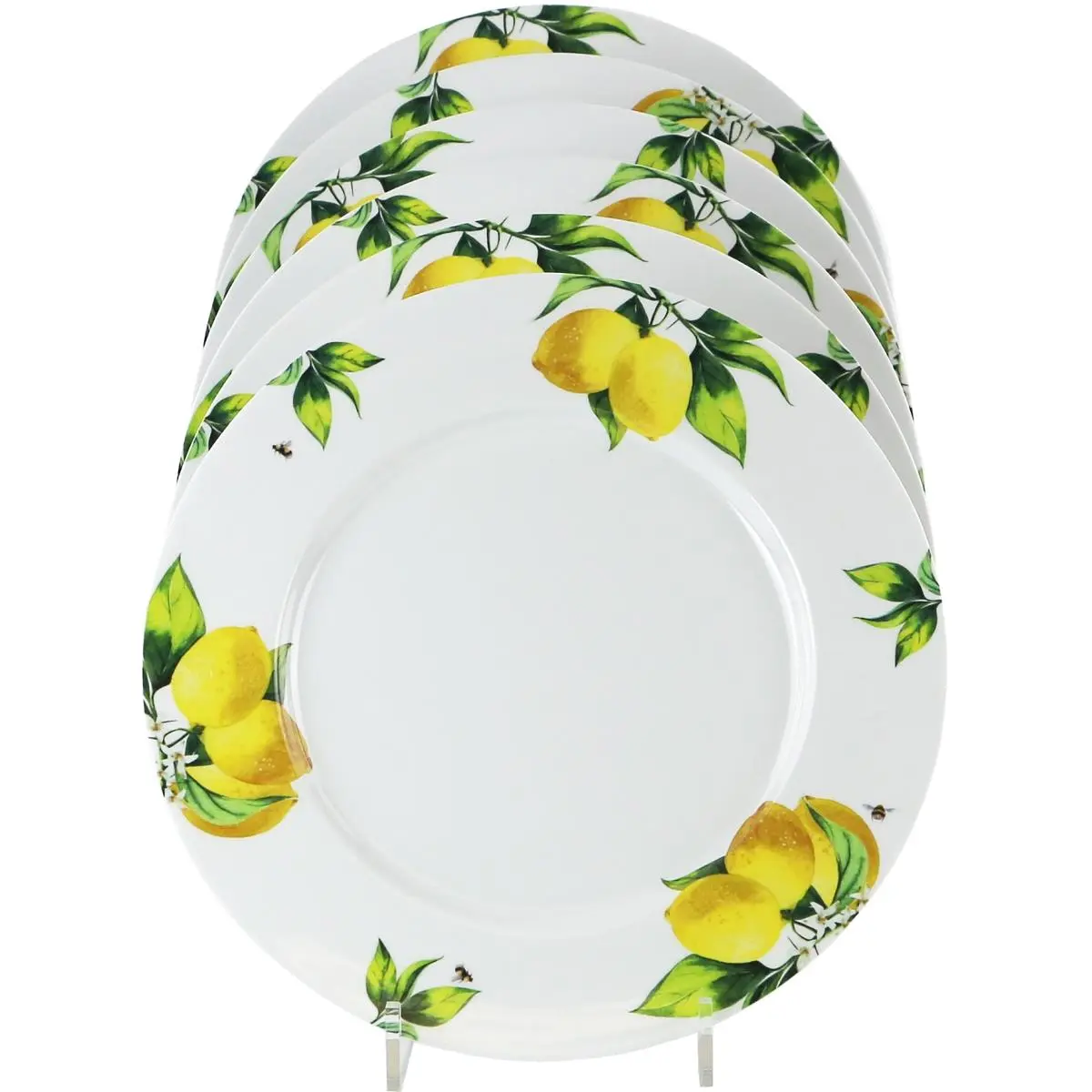 212 MAIN 6-Piece Melamine Dinnerware Set - Melamine Dinner Sets with Circular Refined-Edge Plates, Lightweight Tableware, Fresh Lemons Design, Dishwasher Safe (Model 71419)