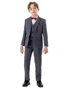 Boys Plaid 4-Piece Suit for Birthday Party | Blazer + Vest + Pants + Bow Tie | No Shirt Included | Stand Out in Celebrations, Family Dinners & Outdoor Photoshoots | Durable & Stylish for All Memorable Moments -23820
