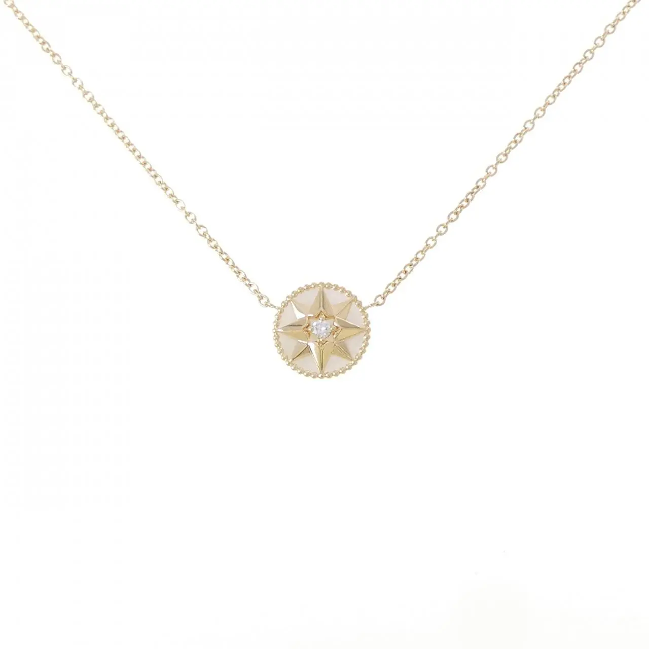 Christian Dior Rose Des Vents 750 Pink Gold Mother of Pearl Diamond Necklace