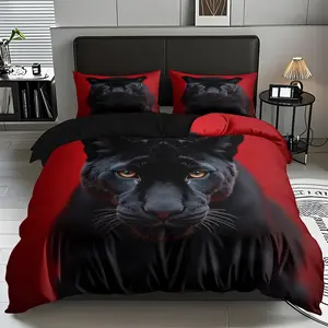 2/3 Pcs Black Panther Eye Quilt Cover Set, Soft,breathable 100% Polyester Fiber, Soft High-definition Digital Printing, Suitable For All Year Round! Perfect Gift, Suitable For Family,friends, Machine Washable (1 Duvet Cover +1/2 Pillowcase, No Filling)