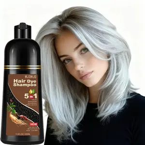 Silver Gray 5-in-1 Hair Color Shampoo – Herbal Natural Formula for Men & Women, Seamless Gray Coverage, Long-Lasting Vibrant Shine, Gentle & Easy At-Home Application, 500ml