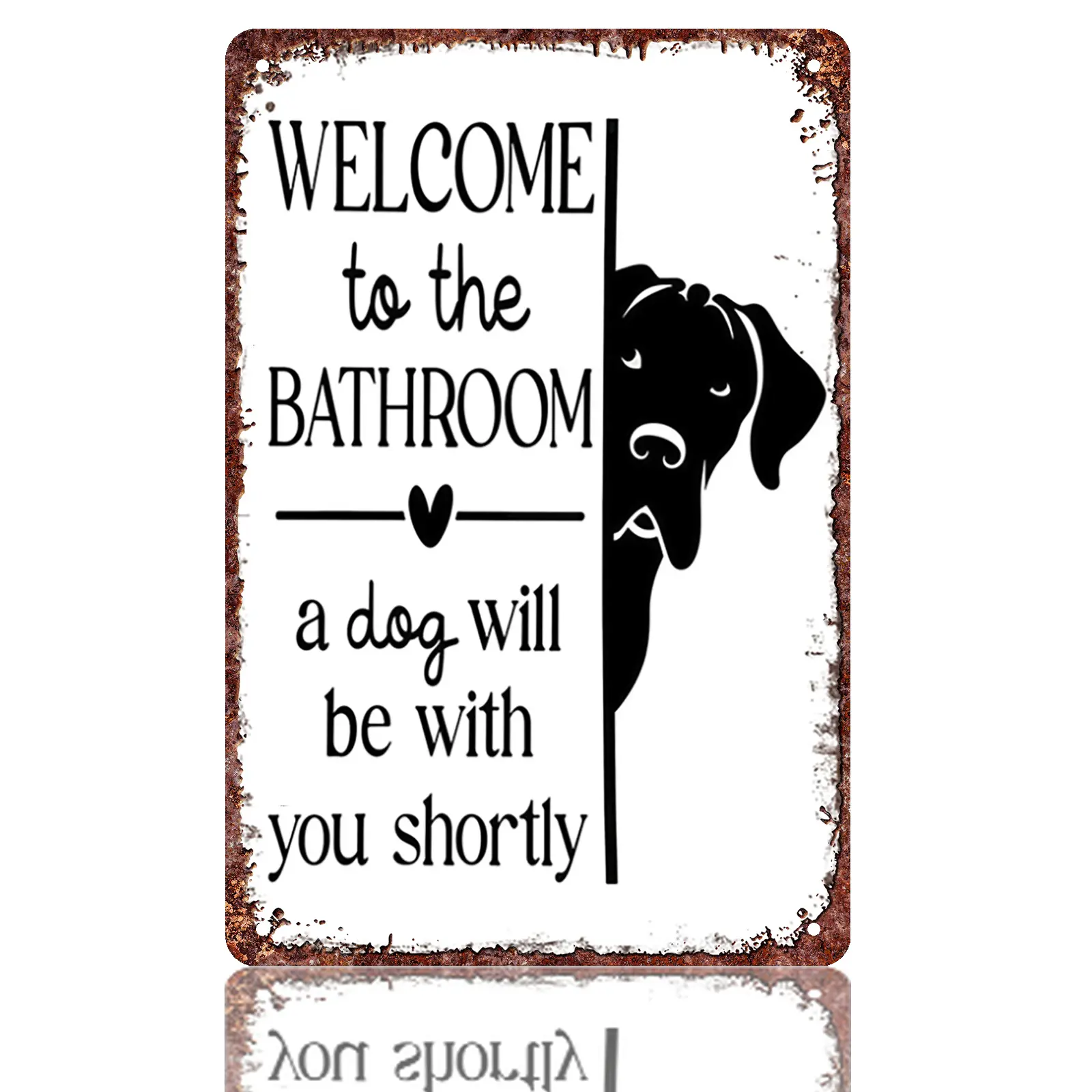 Funny Dog Bathroom Sign - Perfect Gift for Dog Lovers,metal sign 8x12 inch retro aluminum dog metal sign suitable for bathroom and toilet wall decoration