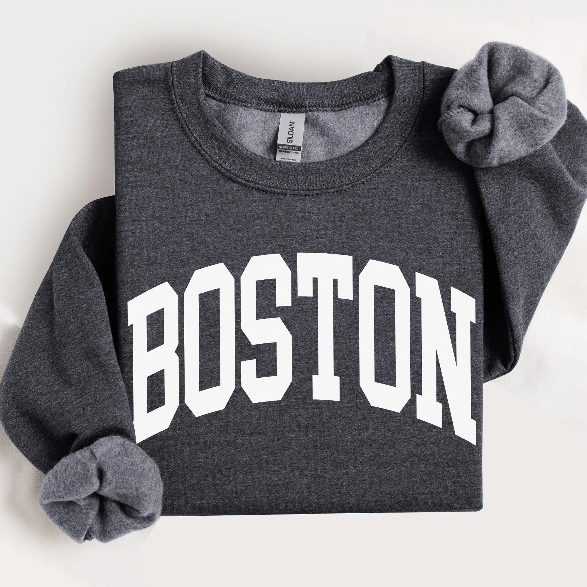 Boston Sweatshirt Faded Vintage Aesthetic Boston Massachusetts Crewneck Varsity Style Cozy Trendy Boston gift Unisex Boston Sweatshirt