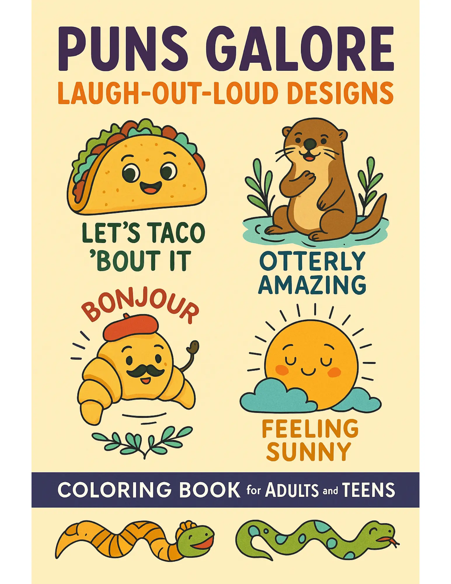 Puns Galore Laugh-Out-Loud Coloring Book Sheets For Adults and Teens