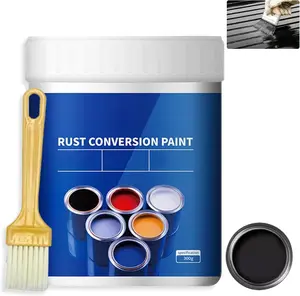 Weatherproof Rust Converter  for Metal, Rust Remover for Metal and Primer, Water-Based Industrial Anti-Rust Metallic  with Brush, Long-Lasting Rust Prevention & Protection, 10.7 Oz (Black)