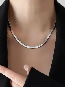 Unisex Stainless Steel Snake Bone Chain Necklace, Casual Fashion Jewelry for All Seasons, Multiple Sizes Available, Perfect Gift, Exquisite Chain Jewelry