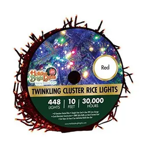 Nu Tsai Capital DBA  10 ft. Cluster Rice Christmas Light Reel - Red, 448 Lights, Decor, Lighted Decorations
