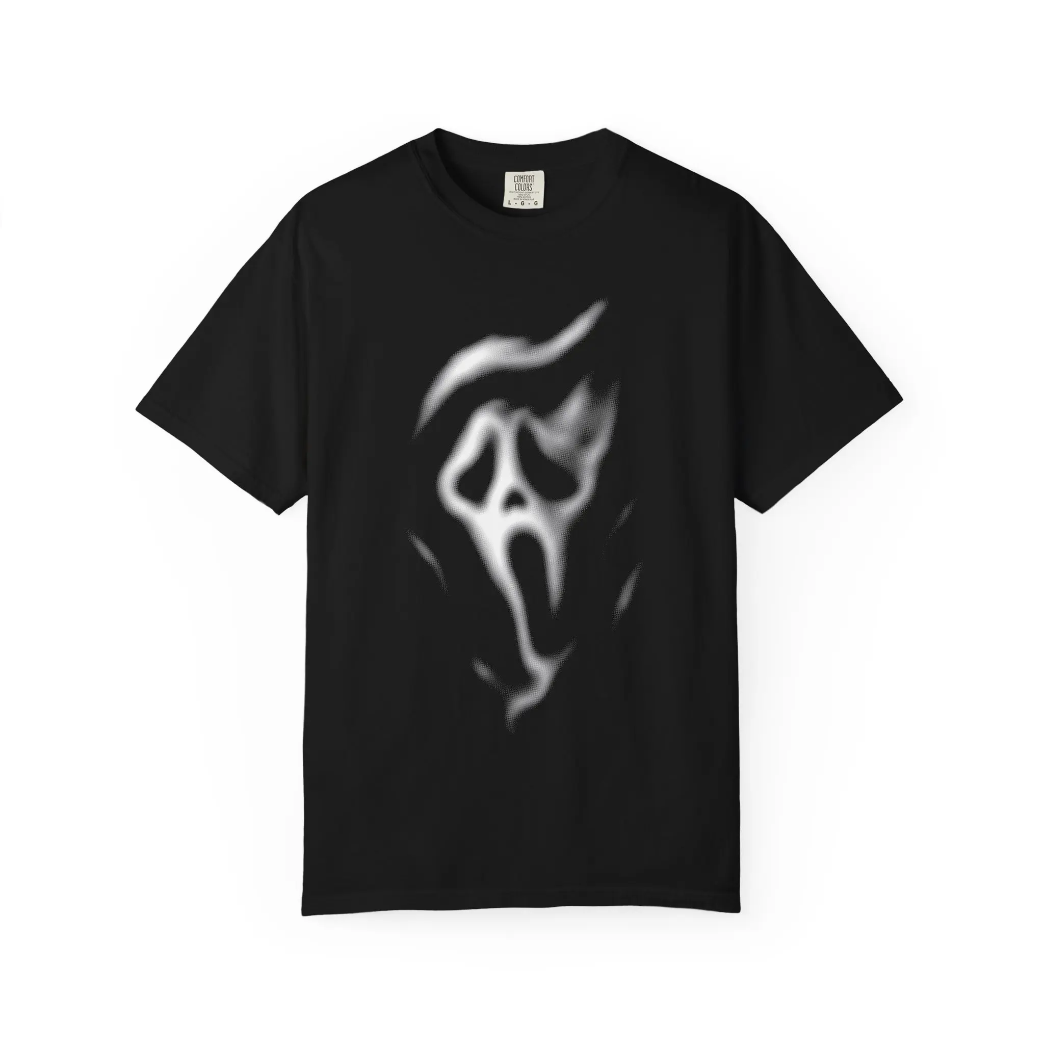 Ghostface Smoke Face T-shirt , Comfort Colors Tee, Horror Mask Graphic, Spooky Halloween Tee
