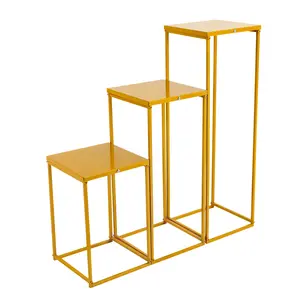 3 Tier Gold Iron Flower Stand Set of 3 Different Heights 40 60 80cm for Wedding Party Home Decor Plant Display End Table