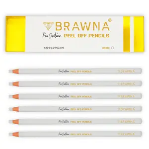 BRAWNA - Brow Pro Peel Off Pencils For Lip & Eyebrow Mapping - White