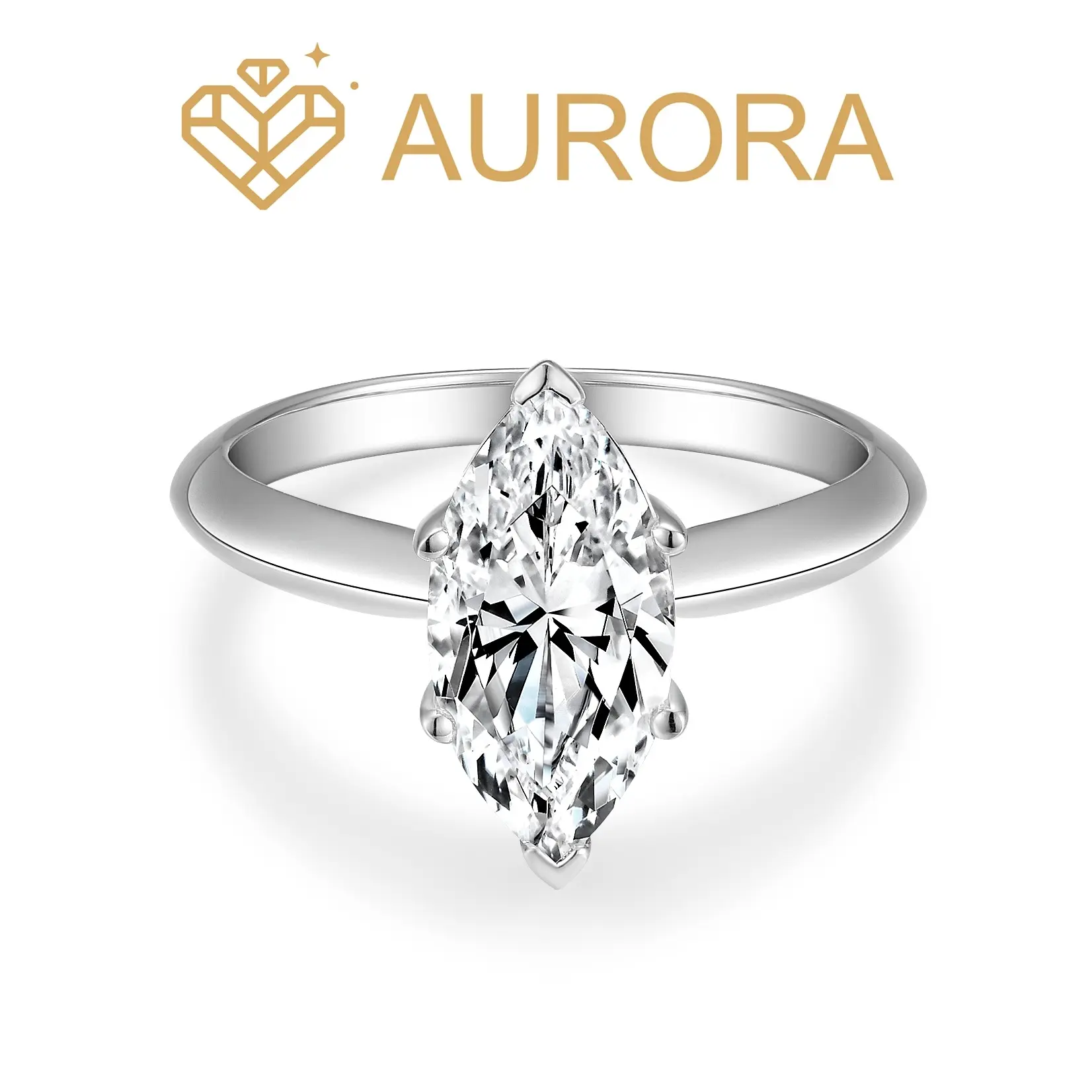 【#166 Muse Marquise】 Marquise full Moissanite rings with 925 Sterling Silver Daily Anniversary wedding ring Synthetic Moissanite