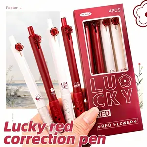 4pcs Transparent Flower Decorative Gel Pens, Pen Set, 0.5mm Fine Point Ink, Smooth Writing, Quick-Drying Ink, Ideal for Office & School Use