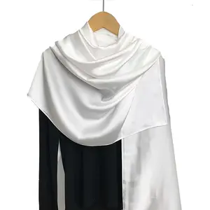 NWT Long Soft Satin Silk Scarf 32"x72" Rectangle Shawl Wrap White 6498