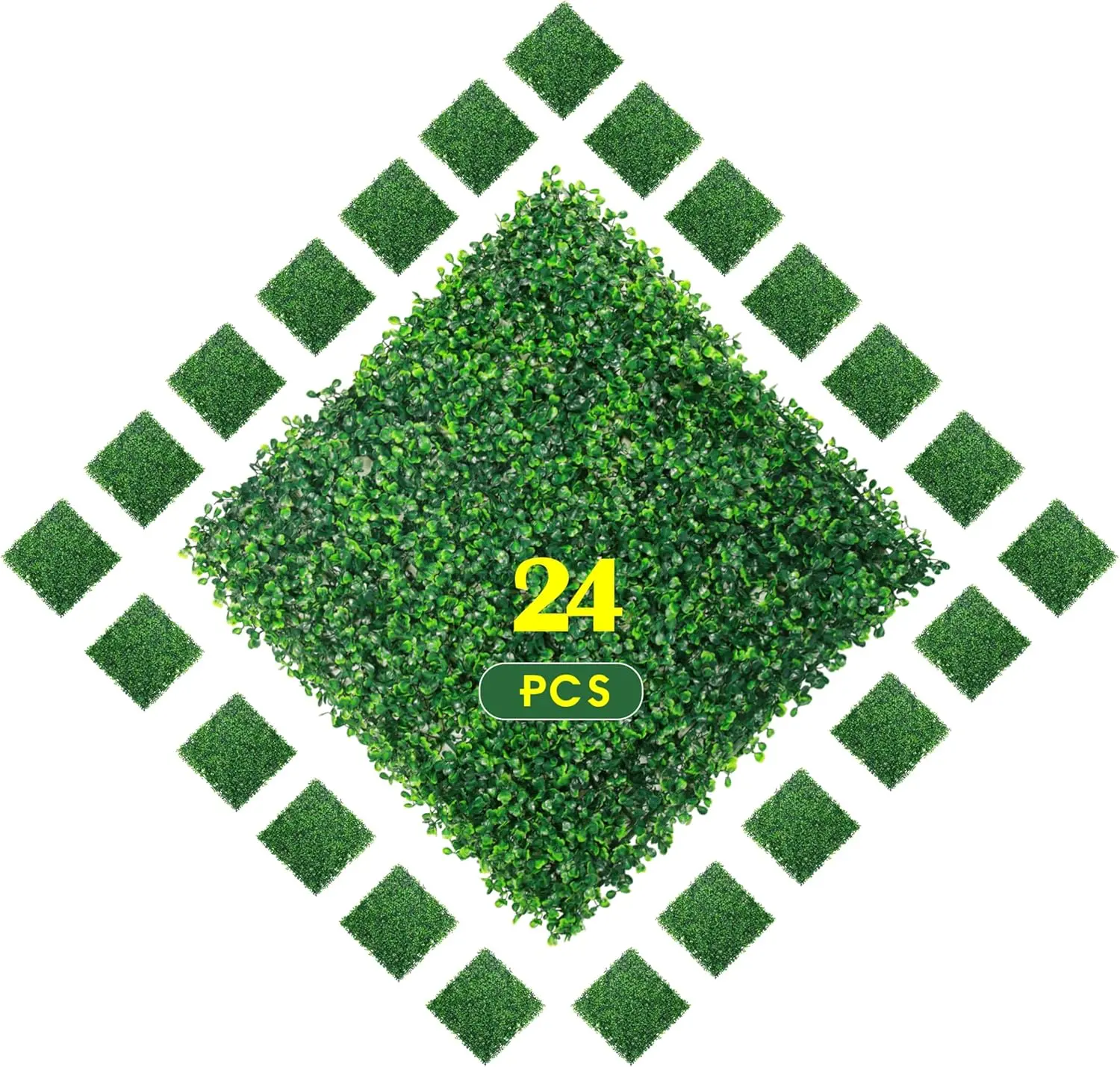 24 PCS 20"x20" UV-Protected Artificial Boxwood Panels - Decorative Topiary Hedge Privacy Screen, Green Wall & Balcony Decor, Outdoor Flowers & Indoor Plants Accent