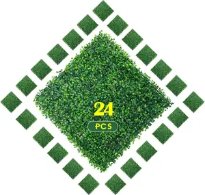 24 PCS 10"x10" Artificial Boxwood Panels Topiary Hedge Plant, Privacy Hedge Screen UV Protected Suitable for Outdoor, Indoor, Garden, Fence, Backyard and Décor (24, 10"x10") Patio