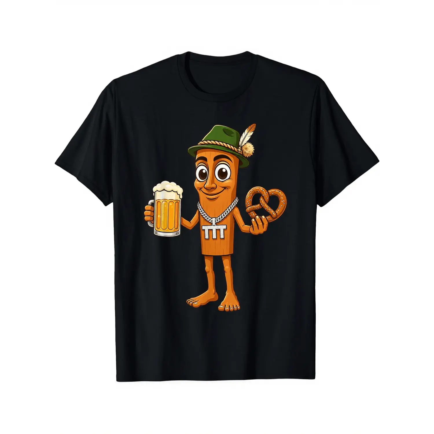 100% Cotton Oktoberfest Mascot Tung Sahur Meme Beer Mug Pretzel Festival T-Shirt Unisex Clothing Streetwear