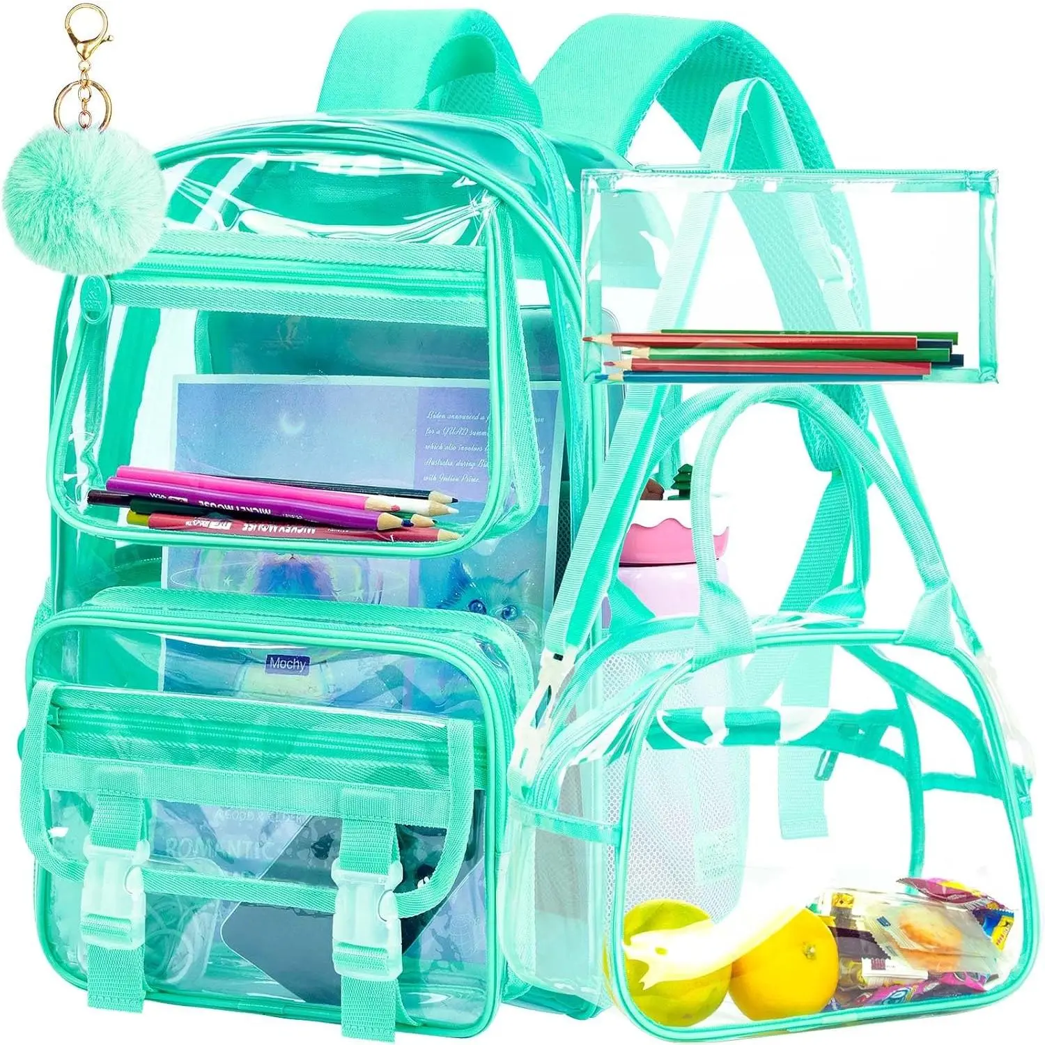 Clear Backpack, Heavy Duty Transparent Bookbag, See Through Sequin Backpacks