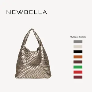 NEWBELLA Linda Woven Hobo Bag for Women - Vegan PU Leather Trendy Commuter Everyday Tote Shoulder Bag, Large-Capacity Chic Purse, Trendy Commuter Bag,summervibes