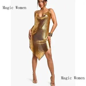 【Magic Women】Women's Petite • Chainmail • Round Neck • Sexy Midi Dress