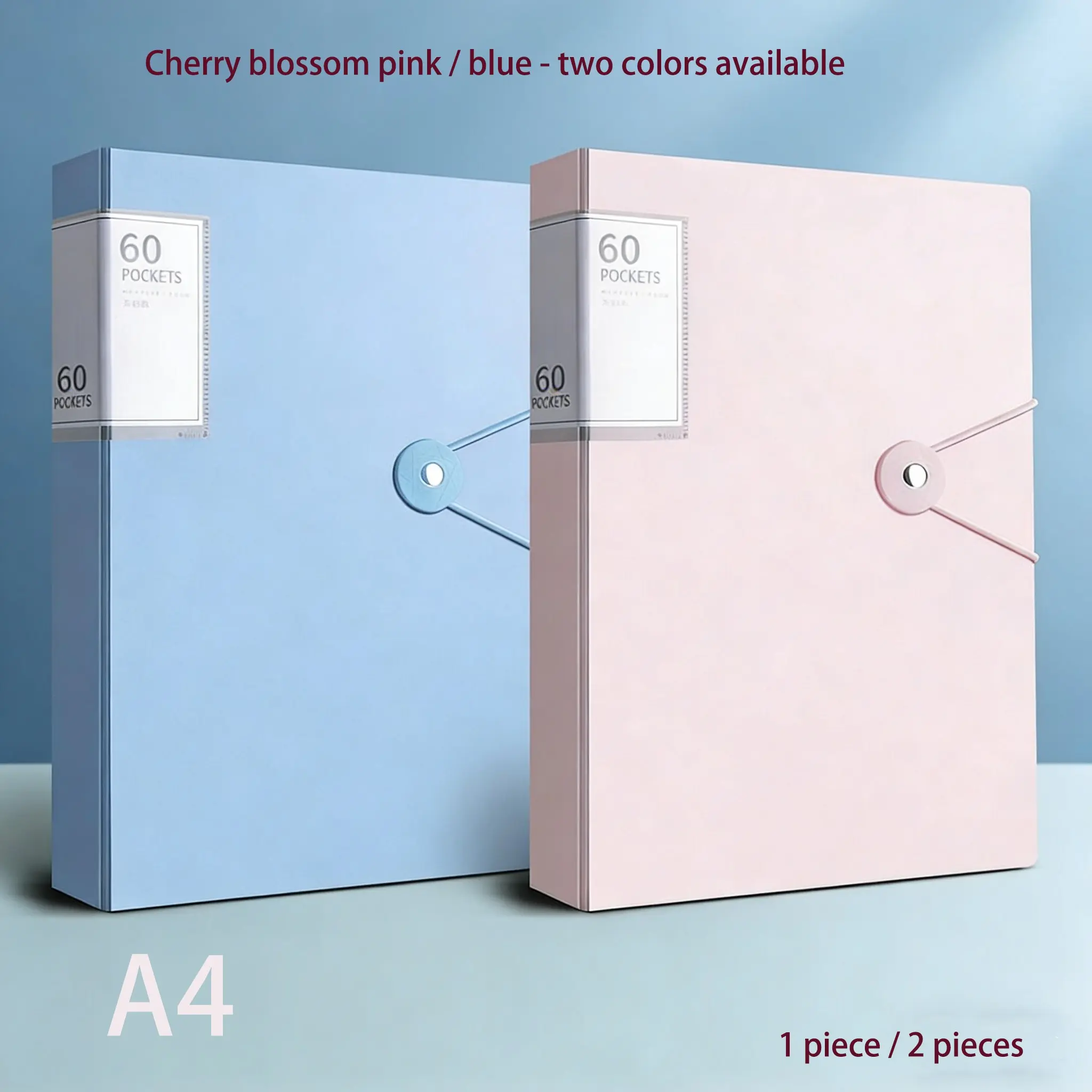 A4 Folder with 60 Pockets, Multi Pocket Folder, for Exam Papers and A4 Documents, High Transparency and Waterproof PP Material, Ideal for Home School Office Organization