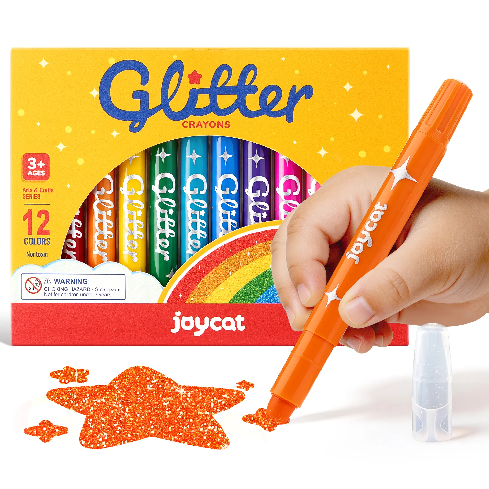 JoyCat Glitter Twist Crayons - 3-in-1 Sparkling Washable Twist-Up Watercolor Gel Tools, Drawing Markers, Multi-Surface Writing Stationery for Glass, Rock, Ideal Gift for Kids summerwins,summerwins