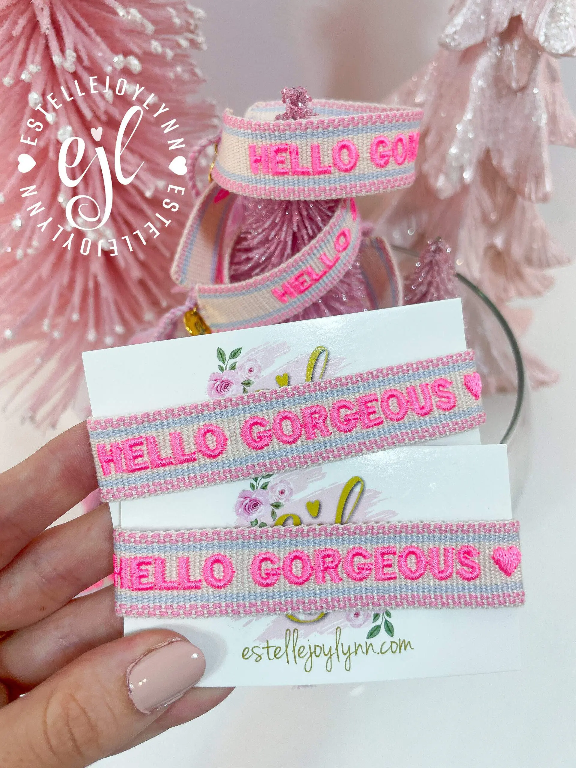 HELLO GORGEOUS Embroidered Bracelet with Tassels