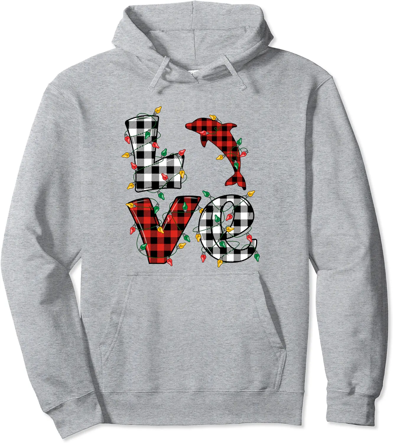 Dolphin Lovers Matching Christmas Buffalo Plaid Pajamas Pullover Hoodie - 55B0BLNVQMN3