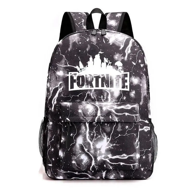 Black Lightning Marble White Silhouette Graphic Backpack Laptop Backpack Travel Daypack