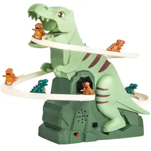 Dinosaur Track Toy Set with Climbing Hill and Slides, Includes 6 Dinosaur Vehicles, Interactive Play Set for Aged 6 and Up, ldeal Gift for Dinosaur Enthusiasts