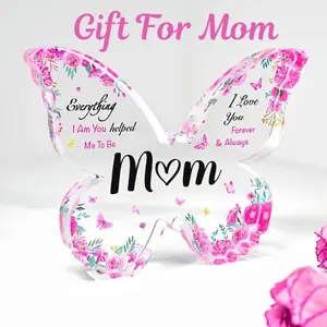 Engraved Butterfly Acrylic Plaque, 5x3.8 in Modern Decorative Home Keepsake Sign, Mother's Day Gift for Mom & Daughter, Home Supplies Decor Piece