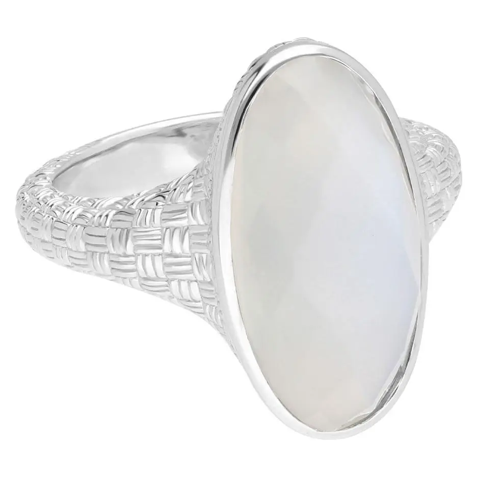 Ariva Sterling Silver Faceted OVal Moonstone Ring