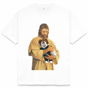 Jesus Holding Gamer Shirt | Funny Meme Graphic Tee | Internet Humor Brainrot Style T-Shirt