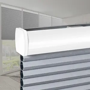 SEEYE Cordless Cellular Shades, Blackout Honeycomb Blinds 32" W x 64" H Room Darkening Pleated Window Shades Pull Down Shades for Bedroom Nursery, Grey and White