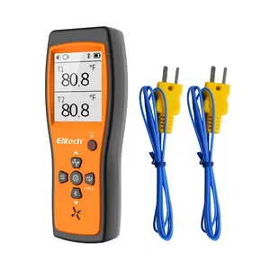 Elitech HVAC Dual Digital Thermocouple Temperature Thermometer with 2 K-Type Thermocouple Probe, Wide Range -58~932°F, 2 K-Type Thermocouples Measurement -58 to 482°F, ICT-220