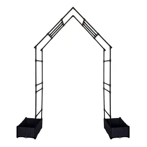 Weather resistant metal garden tree frame with 2 flower pot boxes -94 inch decorative outdoor arch for climbing plants, lawns, backyards, terraces - sturdy frame, easy to assemble