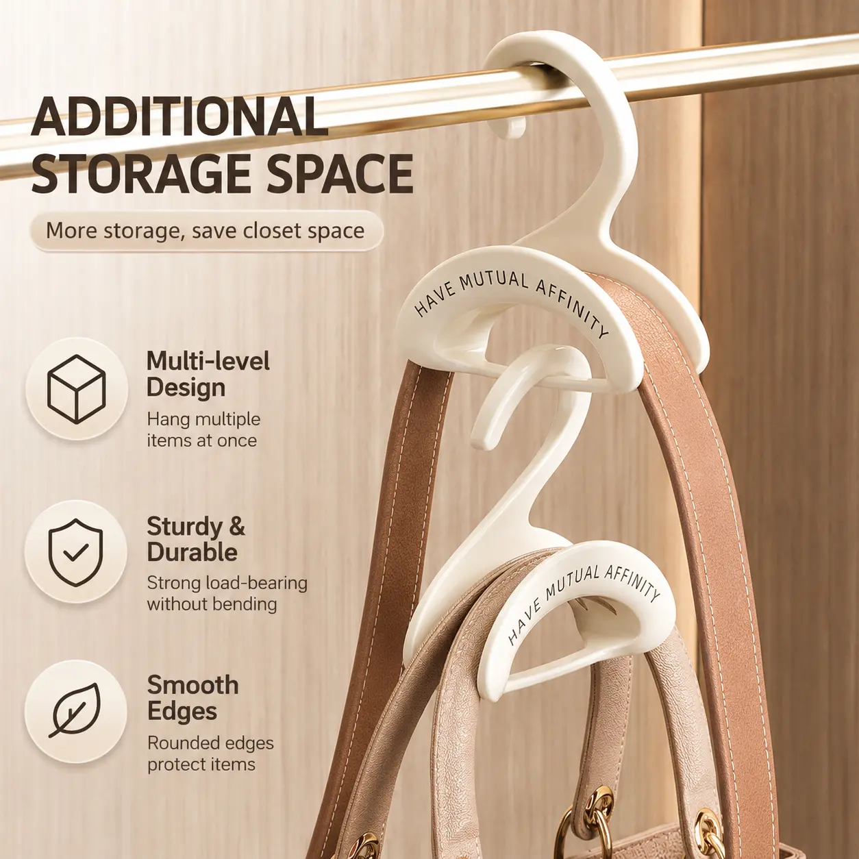 1 Piece Handbag Hanger Hook, Thickened PP Material, Space Saving, Heavy Load Bearing, For Wardrobe Organizing Handbags, Hats and Small Accessories
