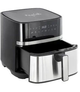 MegaChef 8.5 Quart Bundle Electric Air Fryer in Black and Stainless Steel with 125 Piece Paper Liners
